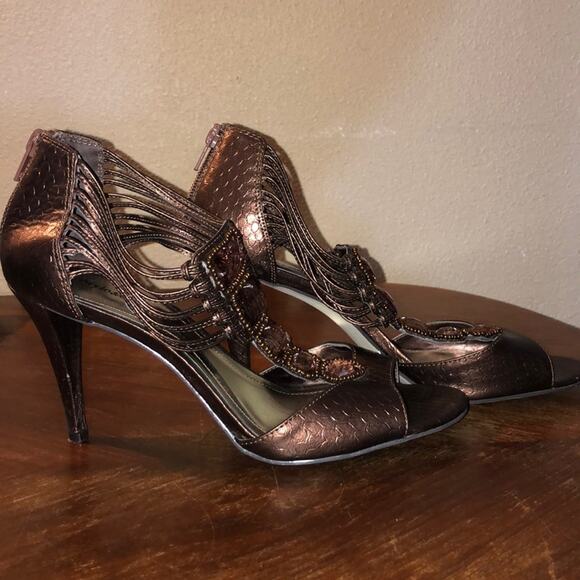Style & Co "Nathalie" Edgy Whimsical Goth Bronze Faux Drusy Pumps 8 - Picture 2 of 8
